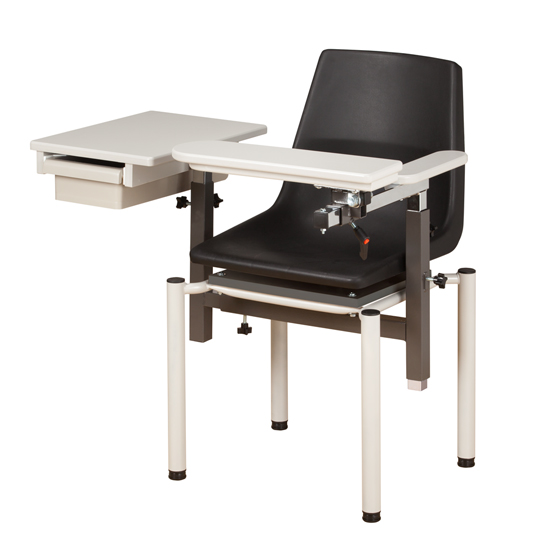 Blood Drawing Chair with ClintonClean Flip Arm and Drawer