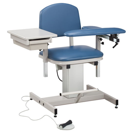 Power Blood Drawing Chair with Padded Flip Arm and Drawer