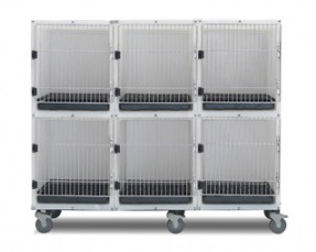 6 Unit Plastic Cage Assembly with Floors and Pans