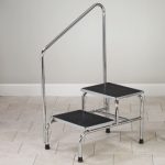 Chrome Two-Step Step Stool with Handrail