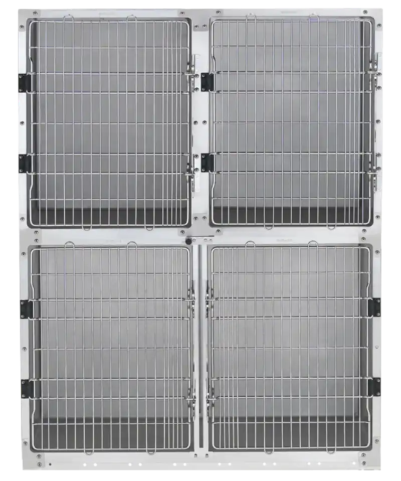 4 Unit Plastic Cage Assembly with Floors and Pans